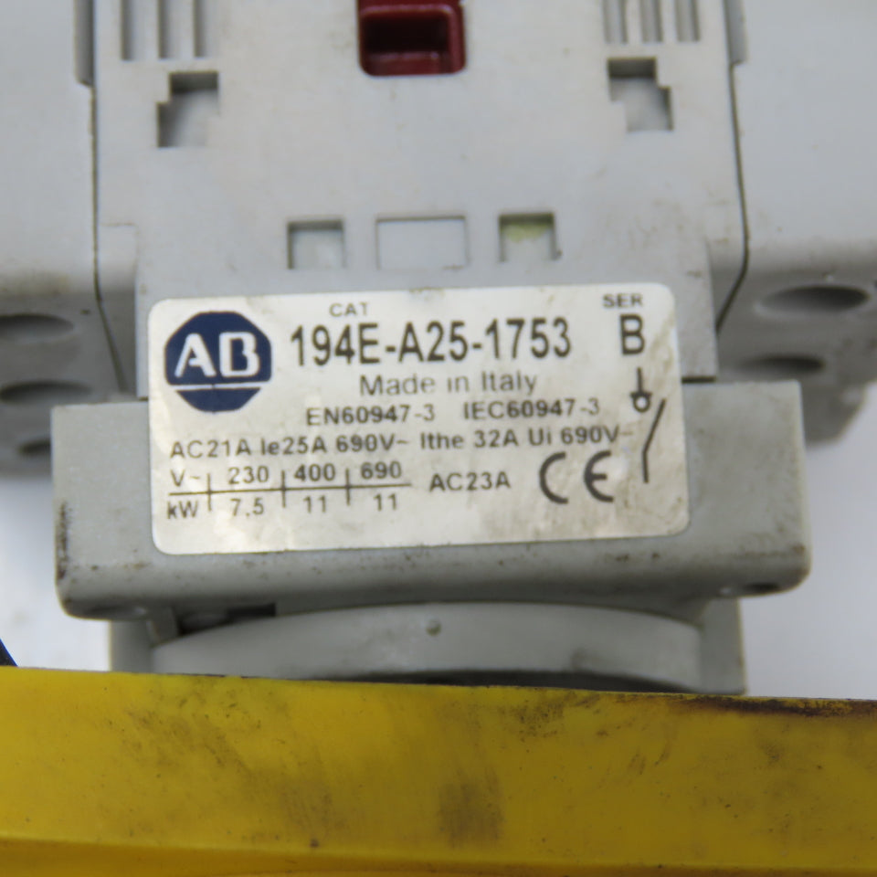 Allen Bradley 194E-A25-1753 600V 10Hp Panel Operator Disconnect Switch