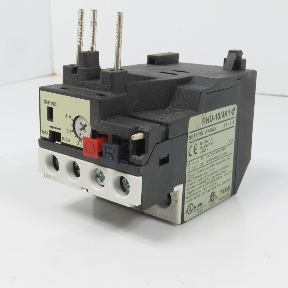 Teco RHU-10/4K1 Thermal Overload Relay 2.9-4A Range 600VAC Max