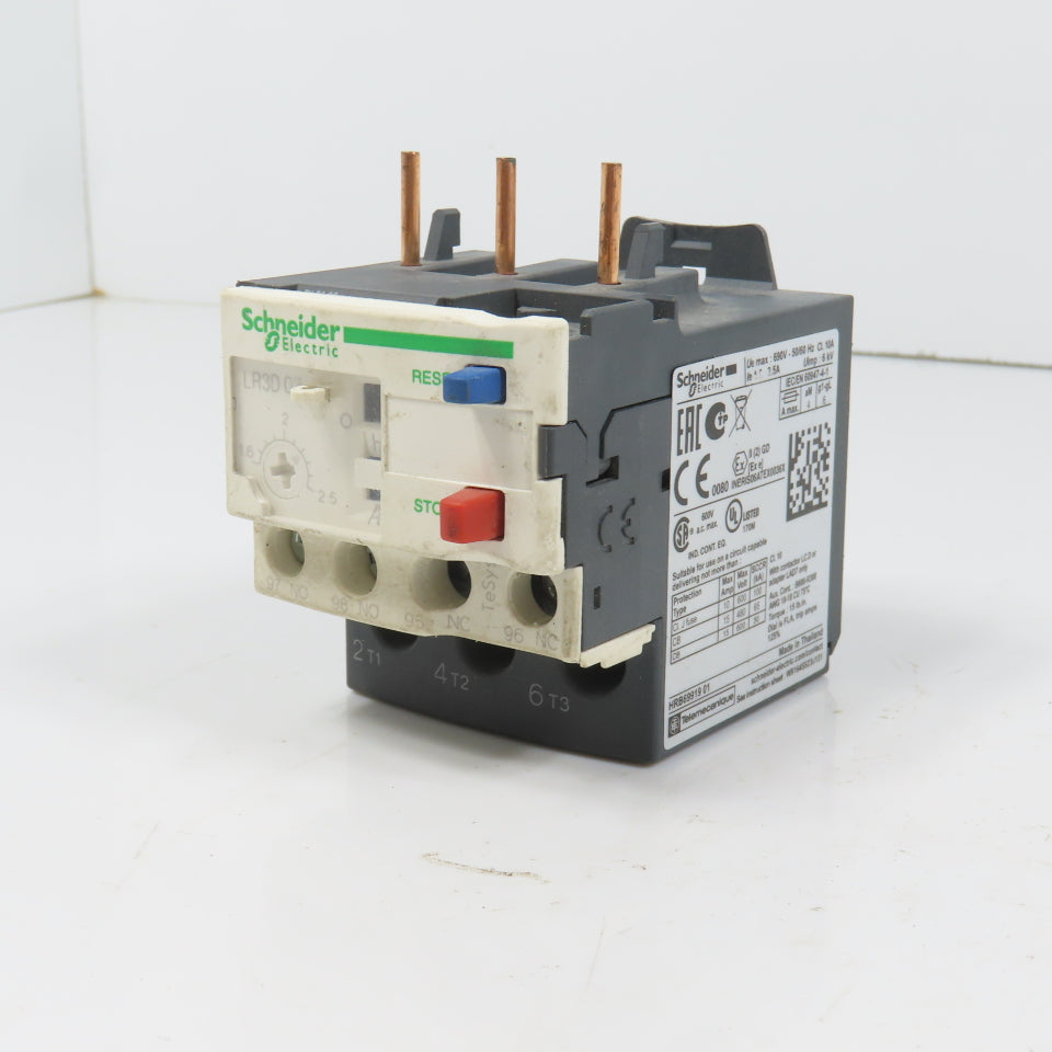 Schneider LR3D 07 Thermal Overload Relay 1.6-2.5A Range 600VAC Max