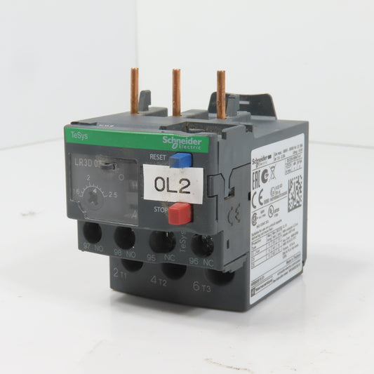 Schneider LR3D 07 TeSys Thermal Overload Relay 1.6-2.5A Range 600VAC Max