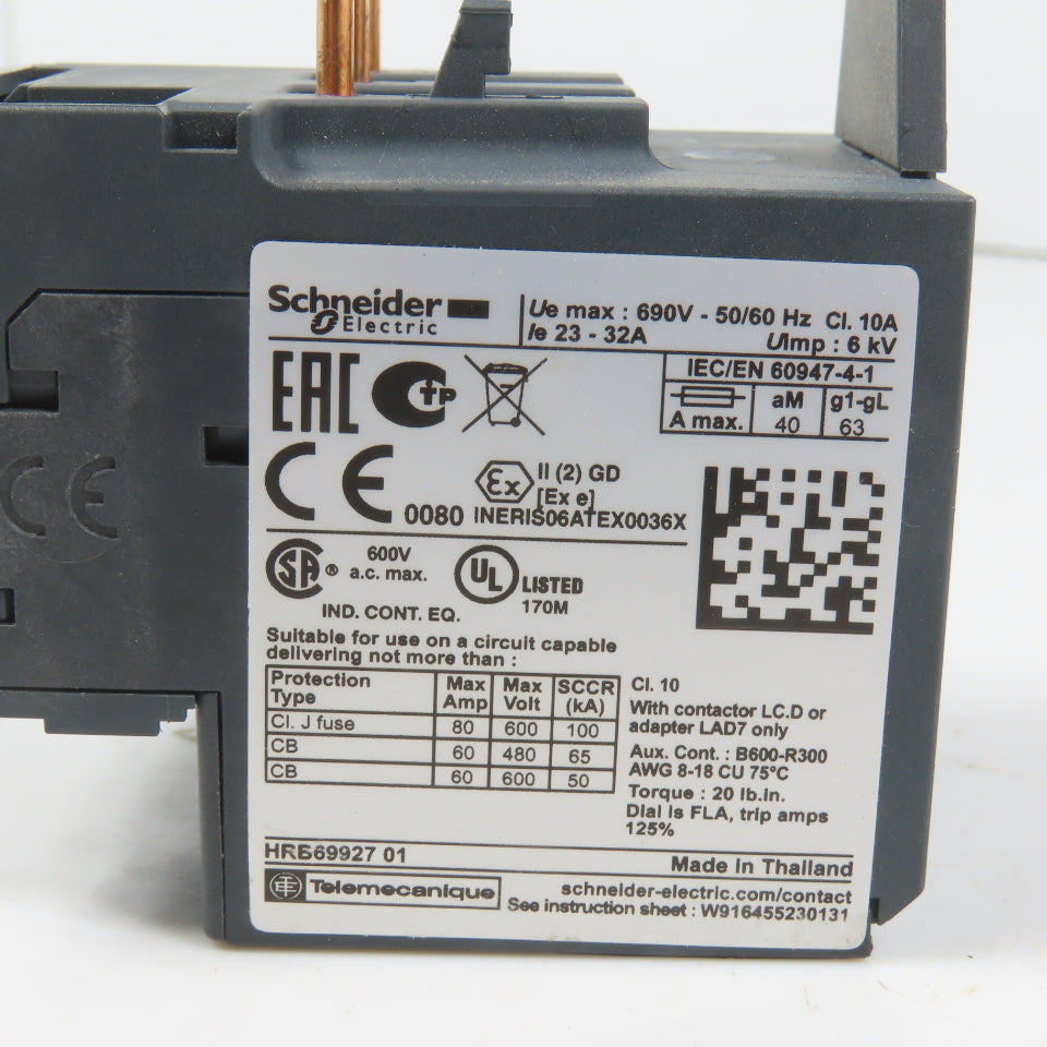 Schneider LR3D 32 TeSys Thermal Overload Relay 23-32A Range 600VAC Max
