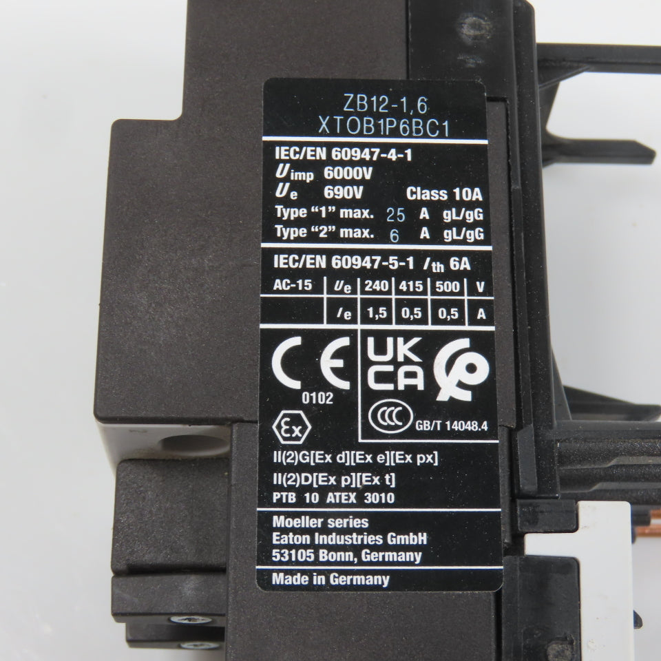 Eaton ZB12-1.6 XT0B1P6BC1 Thermal Overload Relay 1-1.6A Range