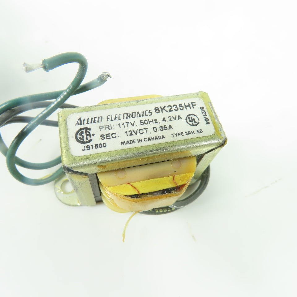 Allied Electronics 6K235HF 4.2VA Transformer 117V Pri 12VCT Sec NEW