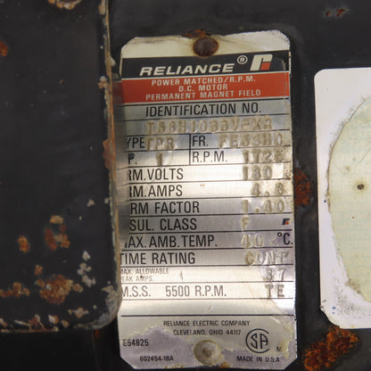 Reliance Type TPR 1HP DC Electric Motor 180V 1725RPM FE56H0 Frame 5/8" Shaft
