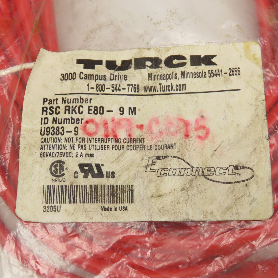 Turck RSC RKC E80-9M M12 Male Female Eurofast Cordset 9M 27'