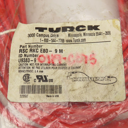 Turck RSC RKC E80-9M M12 Male Female Eurofast Cordset 9M 27'