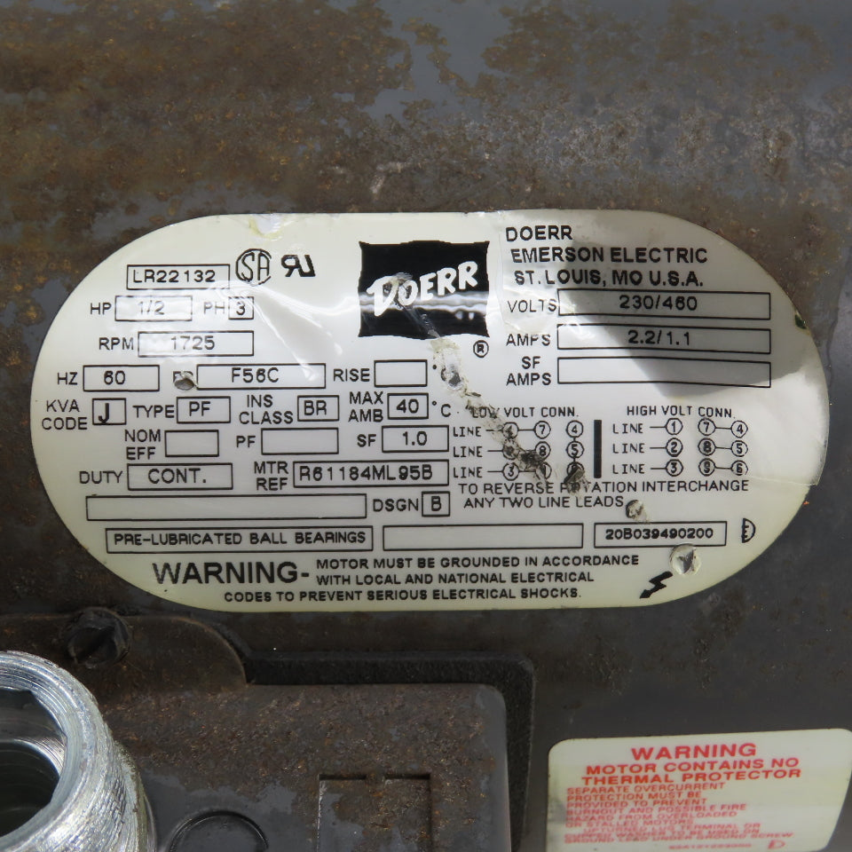 Ohio Ratio Unknown Left Hand 1/2HP Gear Motor 230/460V 3PH 1" Shaft LR22132