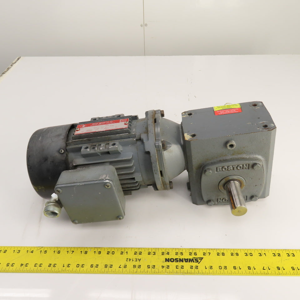Boston 50:1 Ratio Right Angle 1/2HP Gear Motor 460V 3PH 34RPM Output 1034 Torq