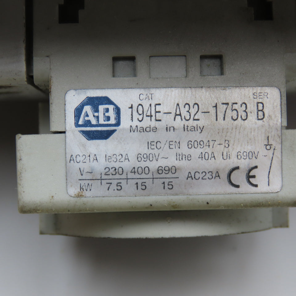 Allen Bradley 194E-A32-1753 600V 15kW Disconnect Switch In Electrical Enclosure