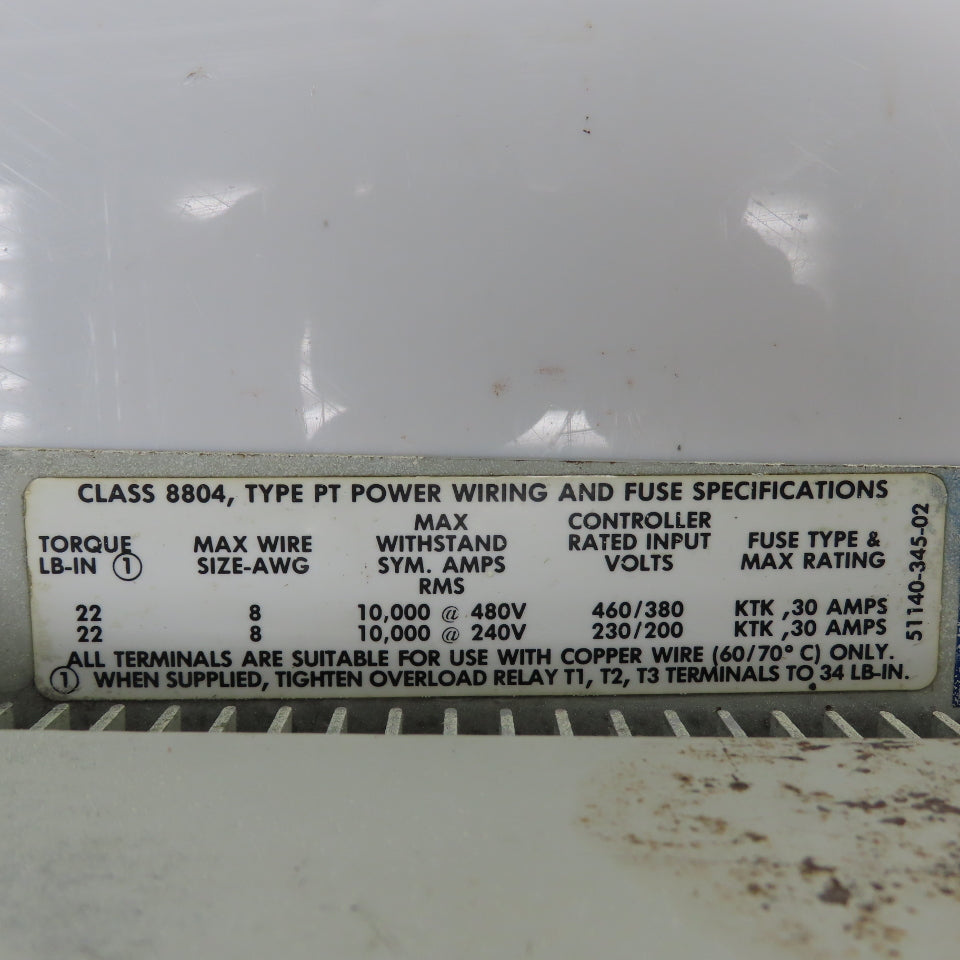Square D Omegapak Adjustable Frequency Controller Type PT Class 8804