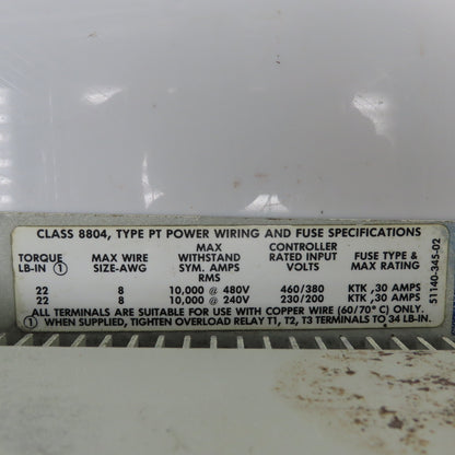 Square D Omegapak Adjustable Frequency Controller Type PT Class 8804
