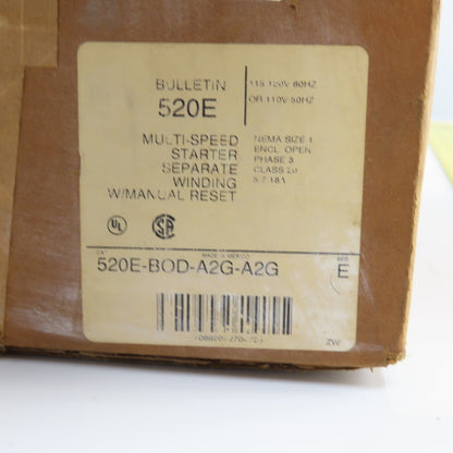 Allen Bradley 520E-BOD-A2G-A2G SerE Multi-Speed Motor Starter Size 1 3PH 5.7-24A