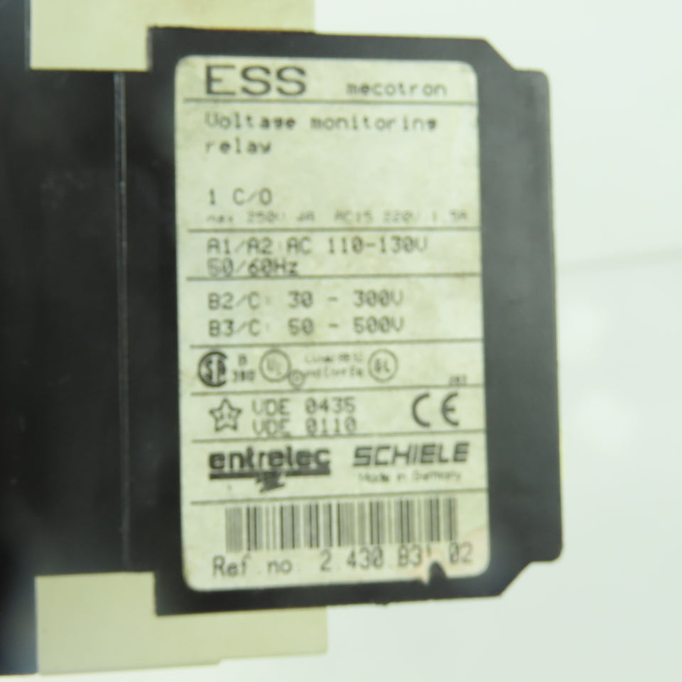 Schiele Entrelec 2.430.831.02 ESS Mecotron Voltage Monitoring Relay 100-130V