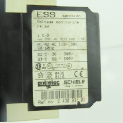 Schiele Entrelec 2.430.831.02 ESS Mecotron Voltage Monitoring Relay 100-130V