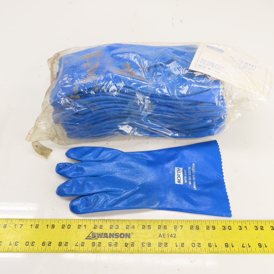 North NK803 4JD76 Nitri-Knit Size 10 Rough Finish Nitrile Gloves 10 Pairs