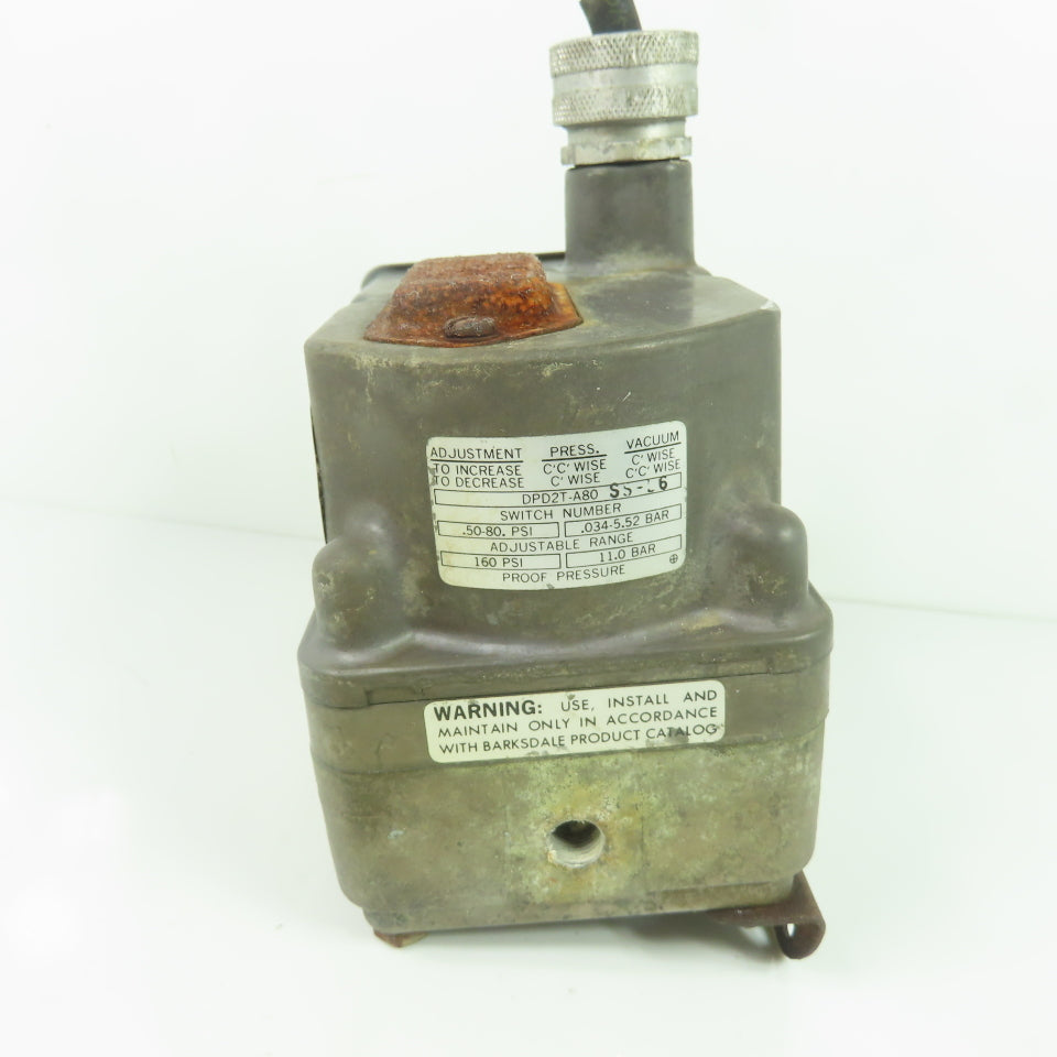 Barksdale DPD2T-A80SS- Differential Pressure Switch 160PSI 1/8" NPT