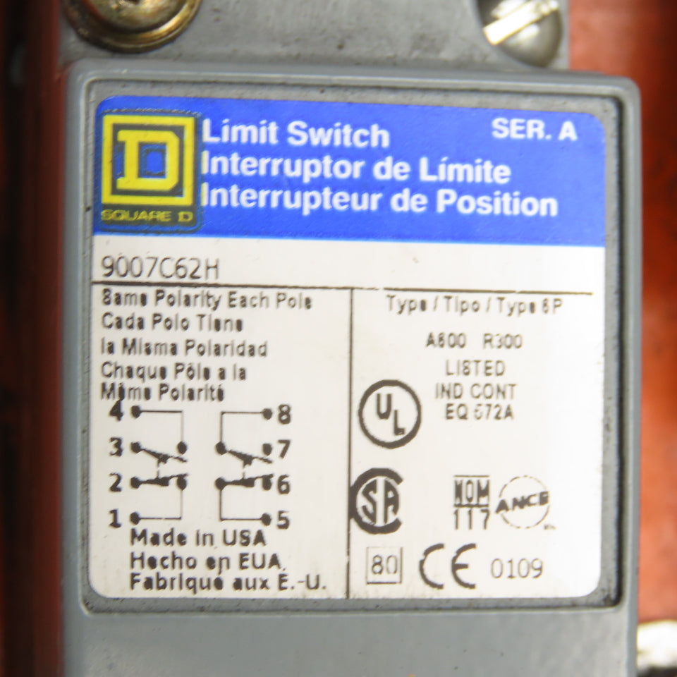 Square D 9007C62H Cable Operated Line Stop Limit Switch 600V Max