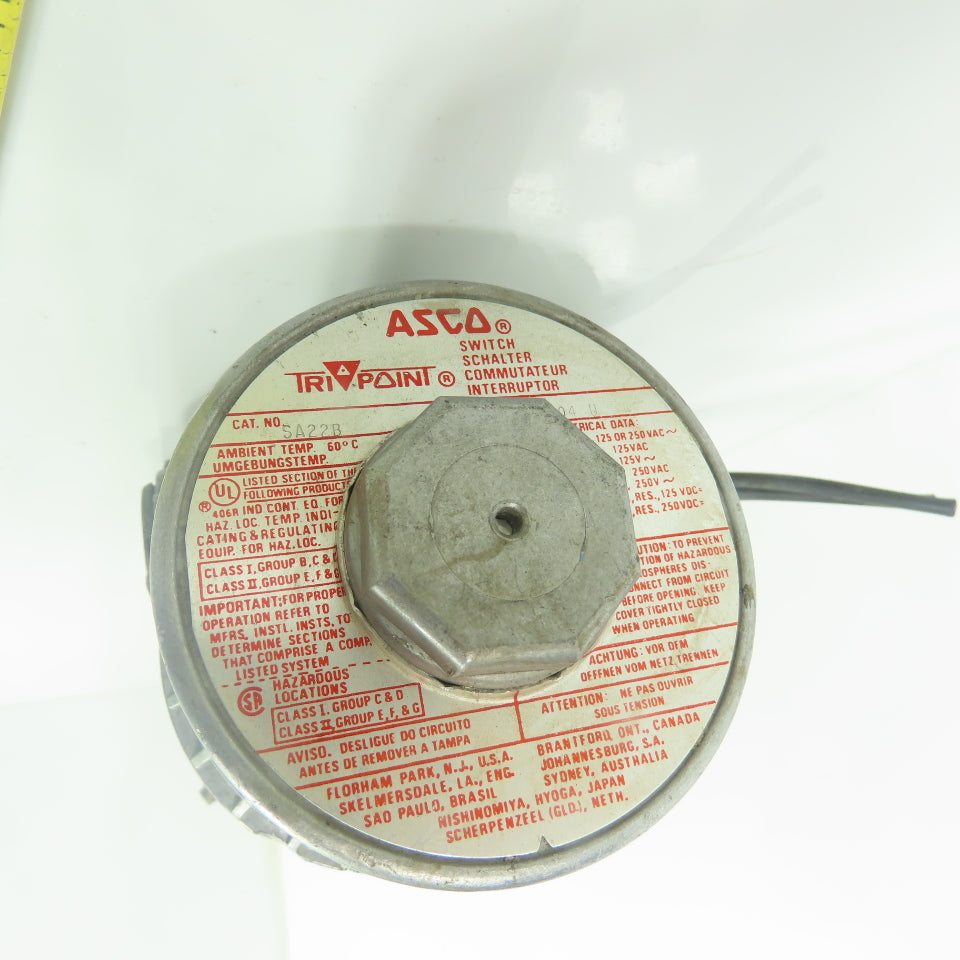 Asco SA22B Pressure Switch 100PSIG 125-250V