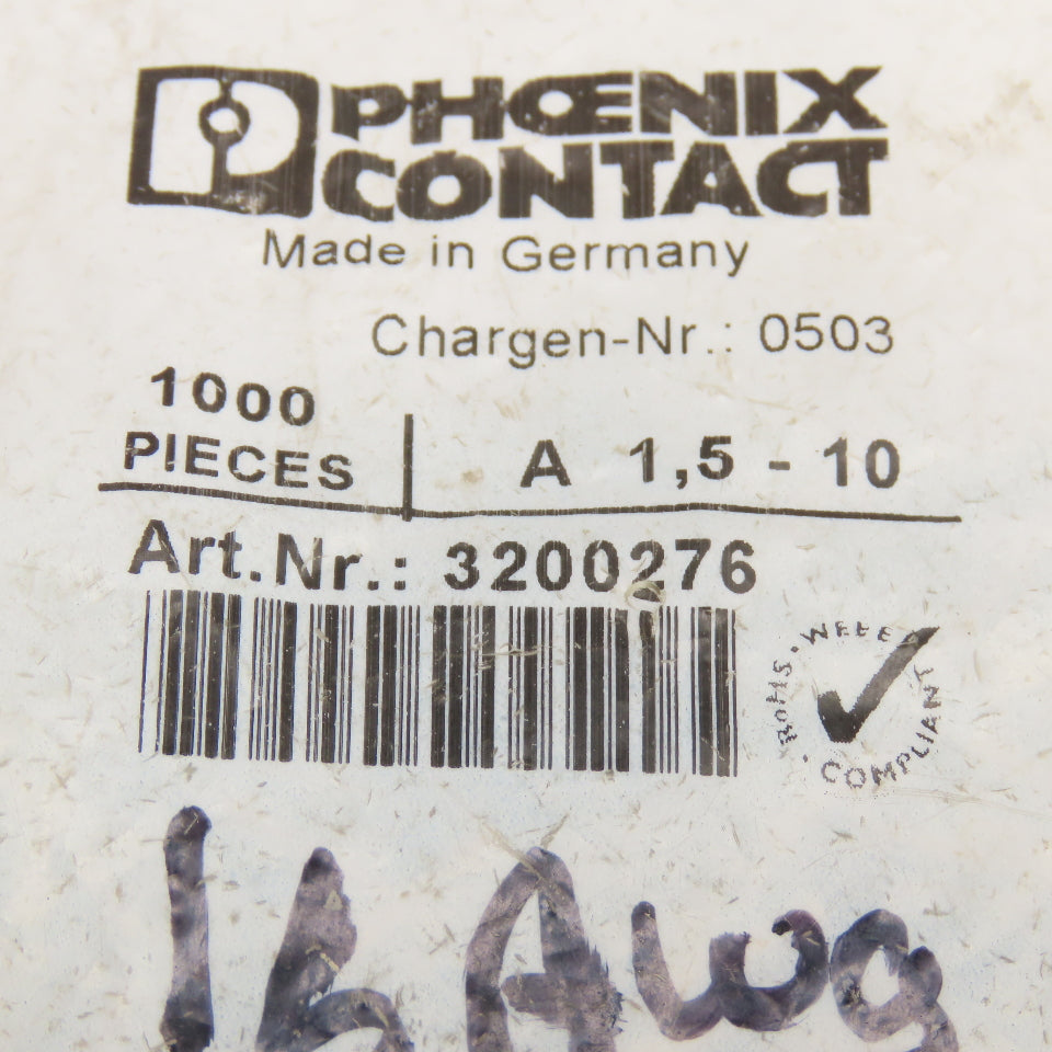 Phoenix Contact 3200276 1.5-10A Ferrule 600Pc.