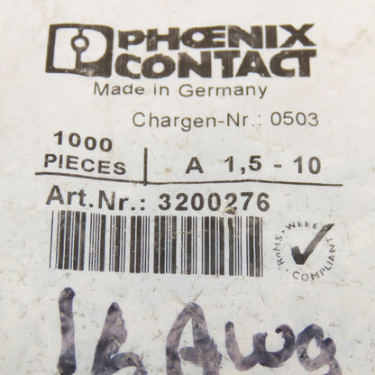 Phoenix Contact 3200276 1.5-10A Ferrule 600Pc.