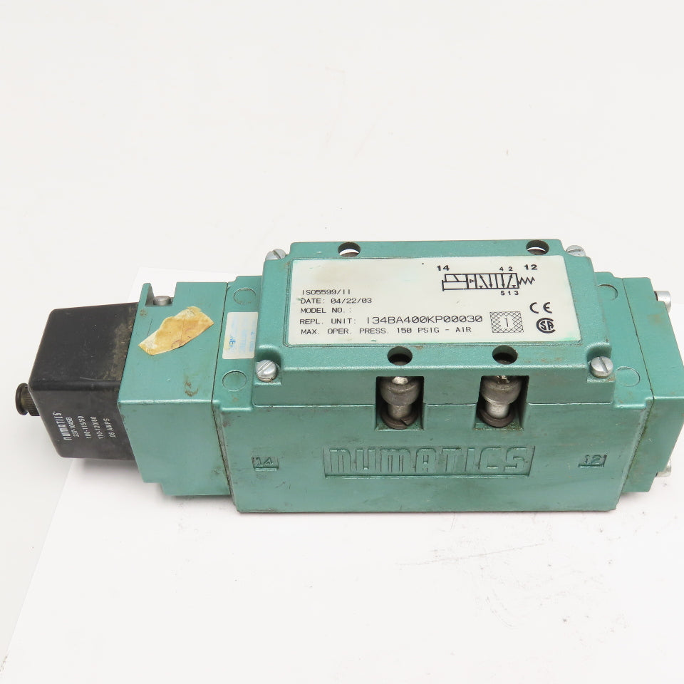 Numatics I34BA400KP00030 5/2 Position Pneumatic Directional Valve 110/120V Coil