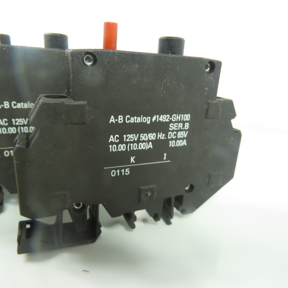 Allen Bradley 1492-GH100 Ser B 10A Din Rail Circuit Breaker 125VAC Lot Of 8