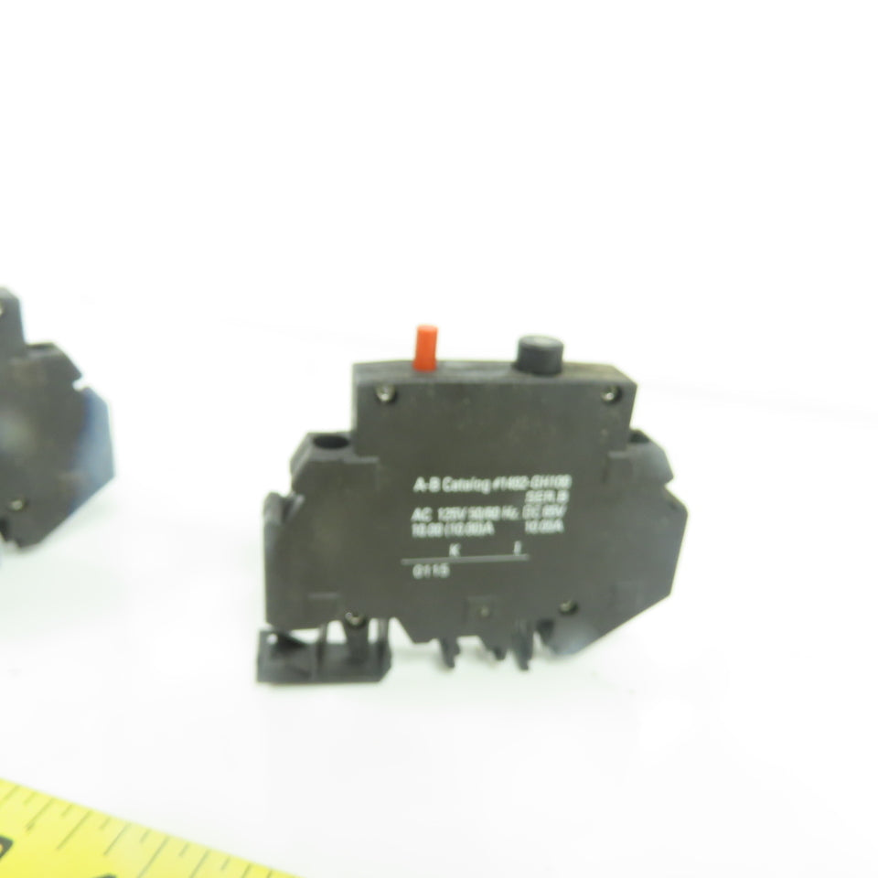 Allen Bradley 1492-GH100 Ser B 10A Din Rail Circuit Breaker 125VAC Lot Of 8