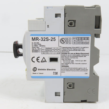 Shihlin MR-32S-25 Motor Protection Circuit Breaker 20-25A 20HP 600V
