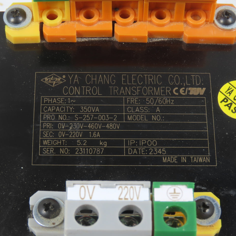 Ya Chang S-257-003-2 350VA Control Transformer Pri 230/460/480V Sec 0-220V 1PH