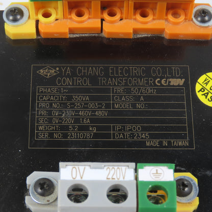 Ya Chang S-257-003-2 350VA Control Transformer Pri 230/460/480V Sec 0-220V 1PH