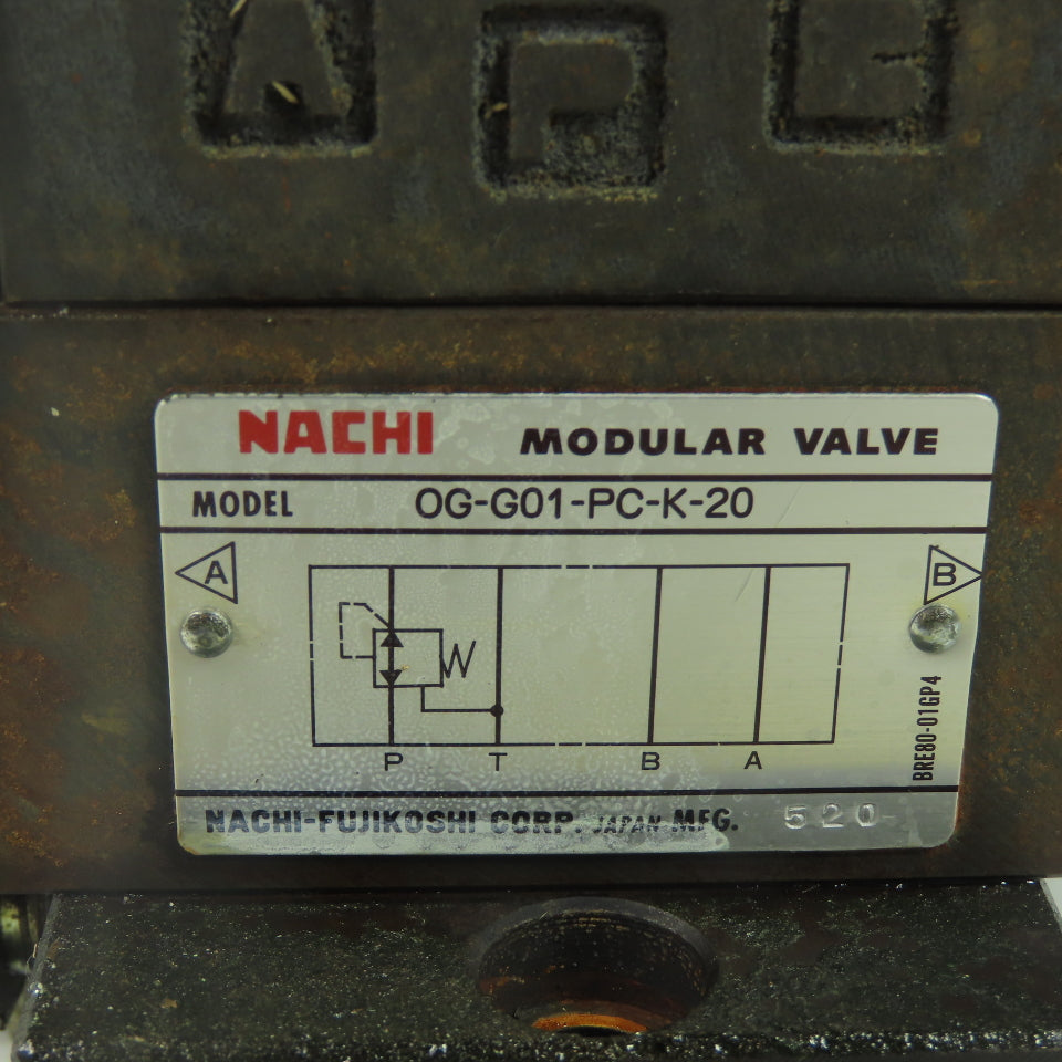 Nachi SA-G01-E3X-D2-8380D Hydraulic Solenoid Control Valve Assy W/OG-G01-PC-K-20