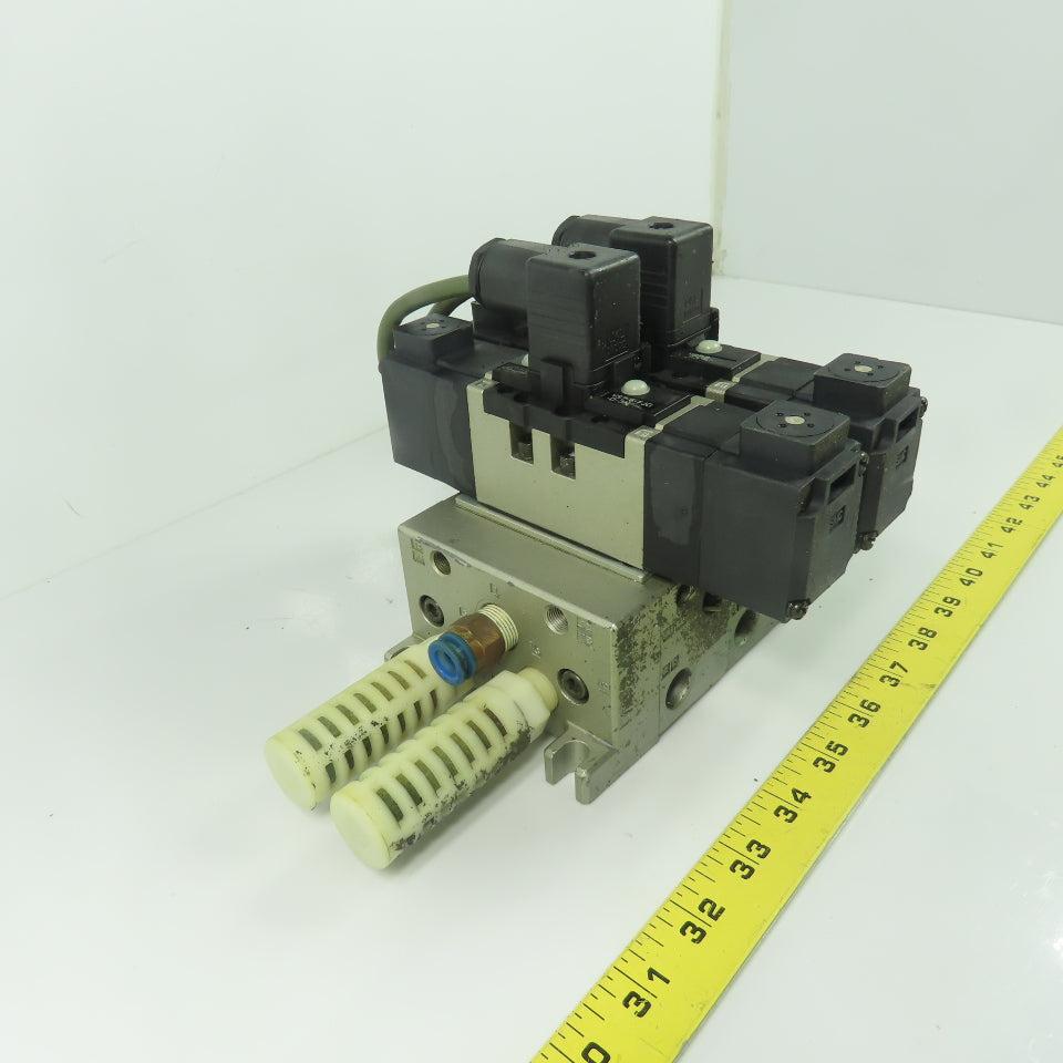 SMC VS7-6-FJG-D-3N Pneumatic Solenoid Valve Assembly W/ Manifold Block