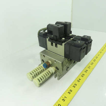 SMC VS7-6-FJG-D-3N Pneumatic Solenoid Valve Assembly W/ Manifold Block