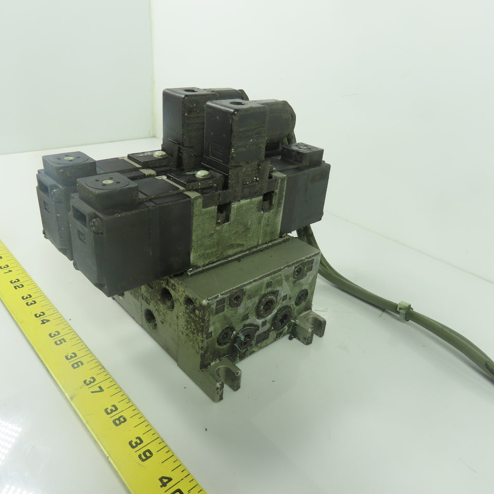 SMC VS7-6-FJG-D-3N Pneumatic Solenoid Valve Assembly W/ Manifold Block
