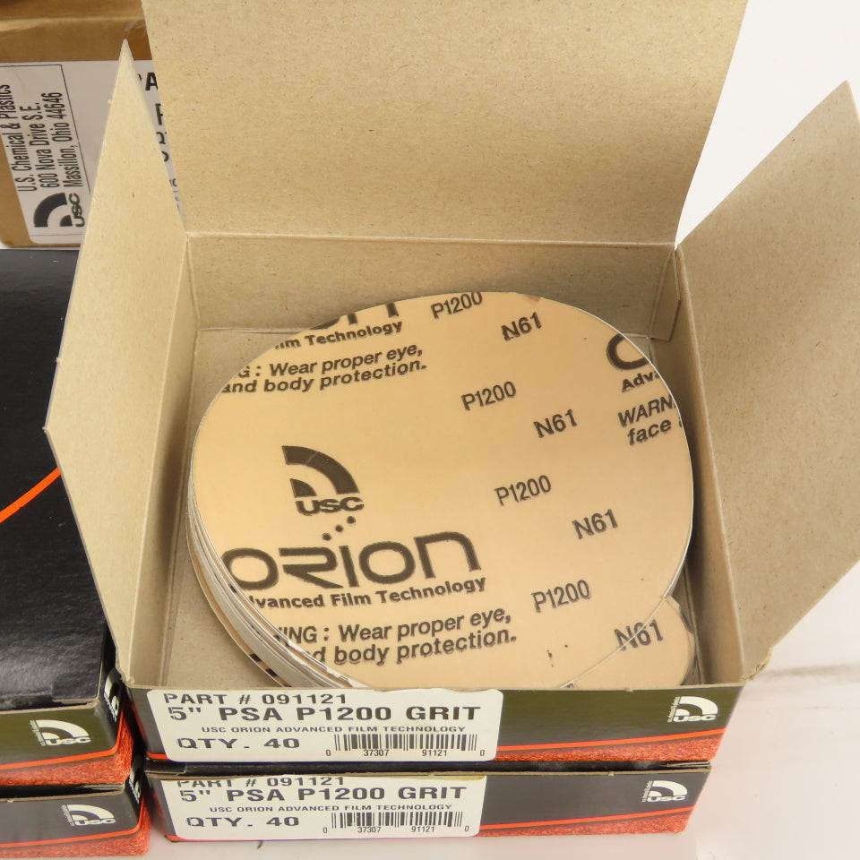 Orion USC 091121 5" PSA Abrasive Discs P1200 Grit Lot Of 160