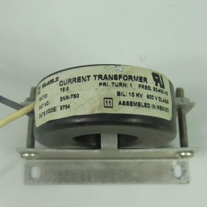 Square D 2NR-750 75:5 Ratio Current Transformer 10KV 600V