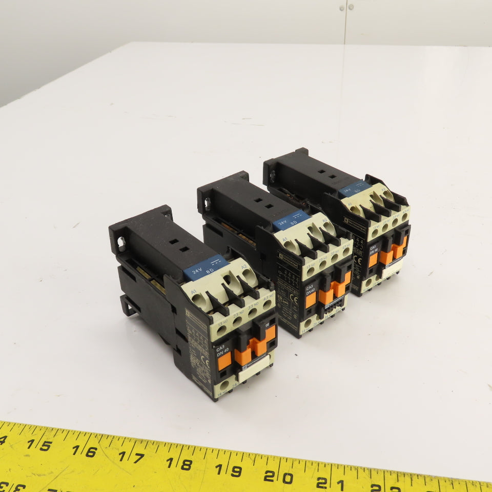 Telemecanique CA3 DN40 Contactor Relay 600VAC Max 24VDC Coil Lot Of 3