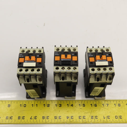 Telemecanique CA3 DN40 Contactor Relay 600VAC Max 24VDC Coil Lot Of 3