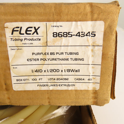 Flex 8685-4345 Purflex 85 Pur Polyurethane Tubing 1/4" ID x 1/2" OD x 100' Long