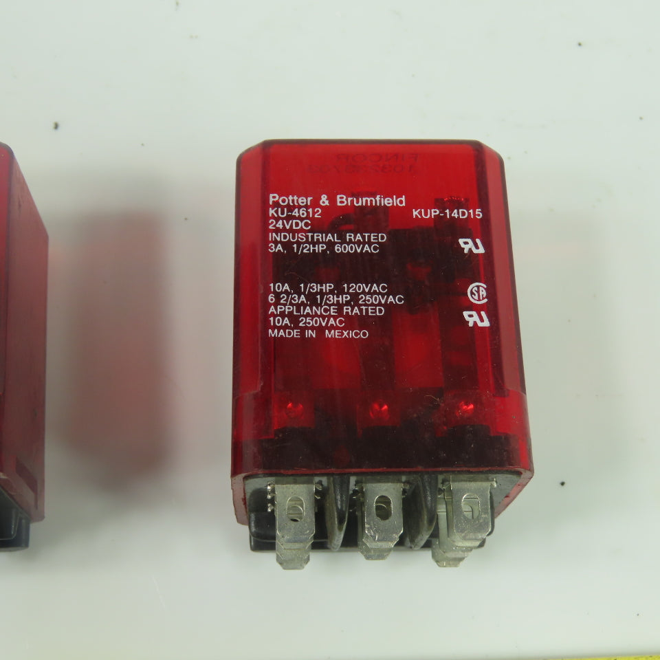 Potter & Brumfield KU-4612 Power Relay 24VDC 10A 120/240VAC Lot Of 2