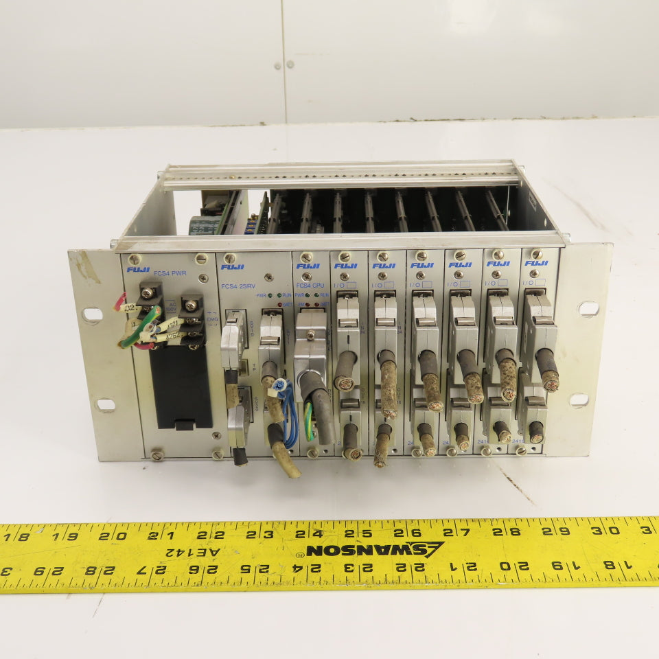 Fuji 10-Slot PLC Base Chassis W/ 6 I/O, FCS4 CPU, & FCS4 2SRV, FCS4 PWR