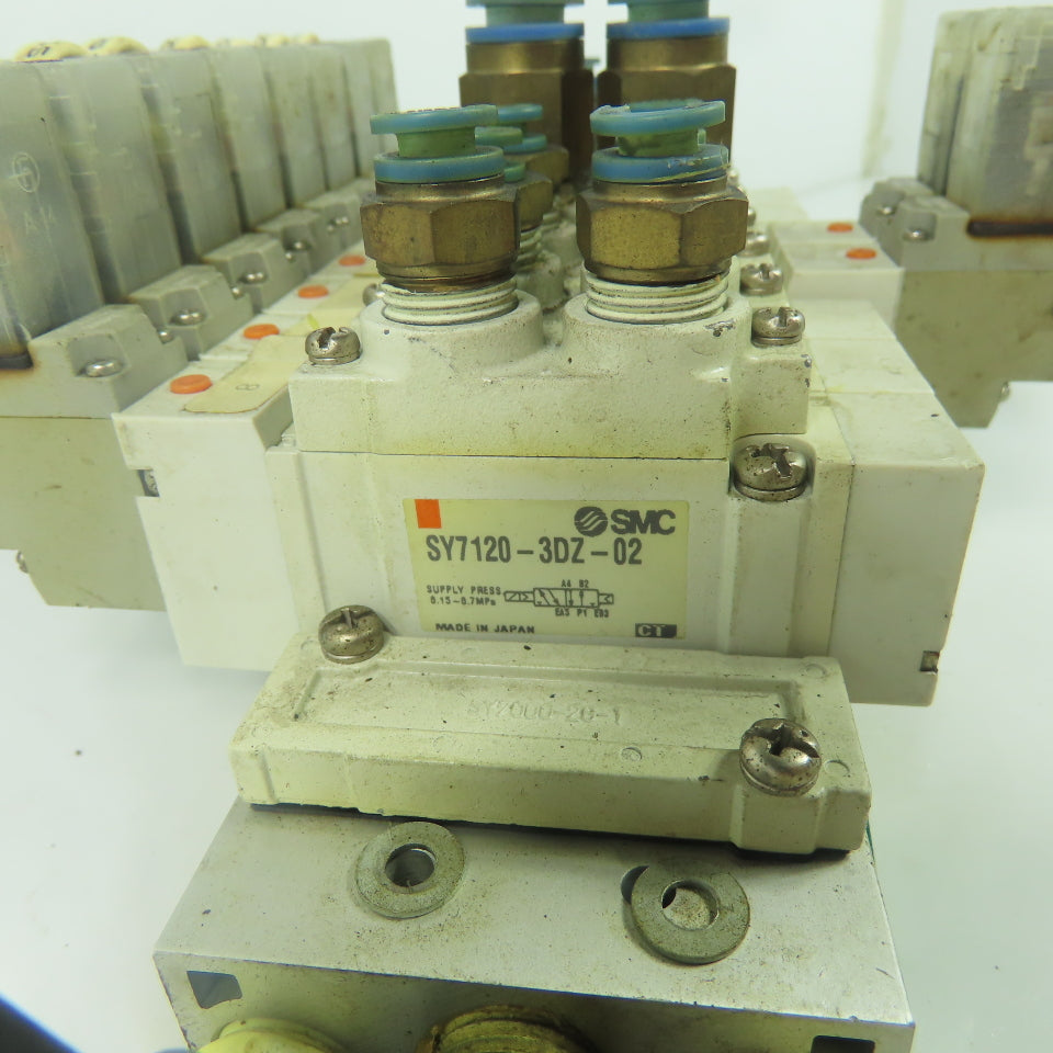 SMC (6)SY7120-3DZ-02 Solenoid Valve 0.15-0.7MPa (2)SY7220-3DZ-02 W/Manifold Base