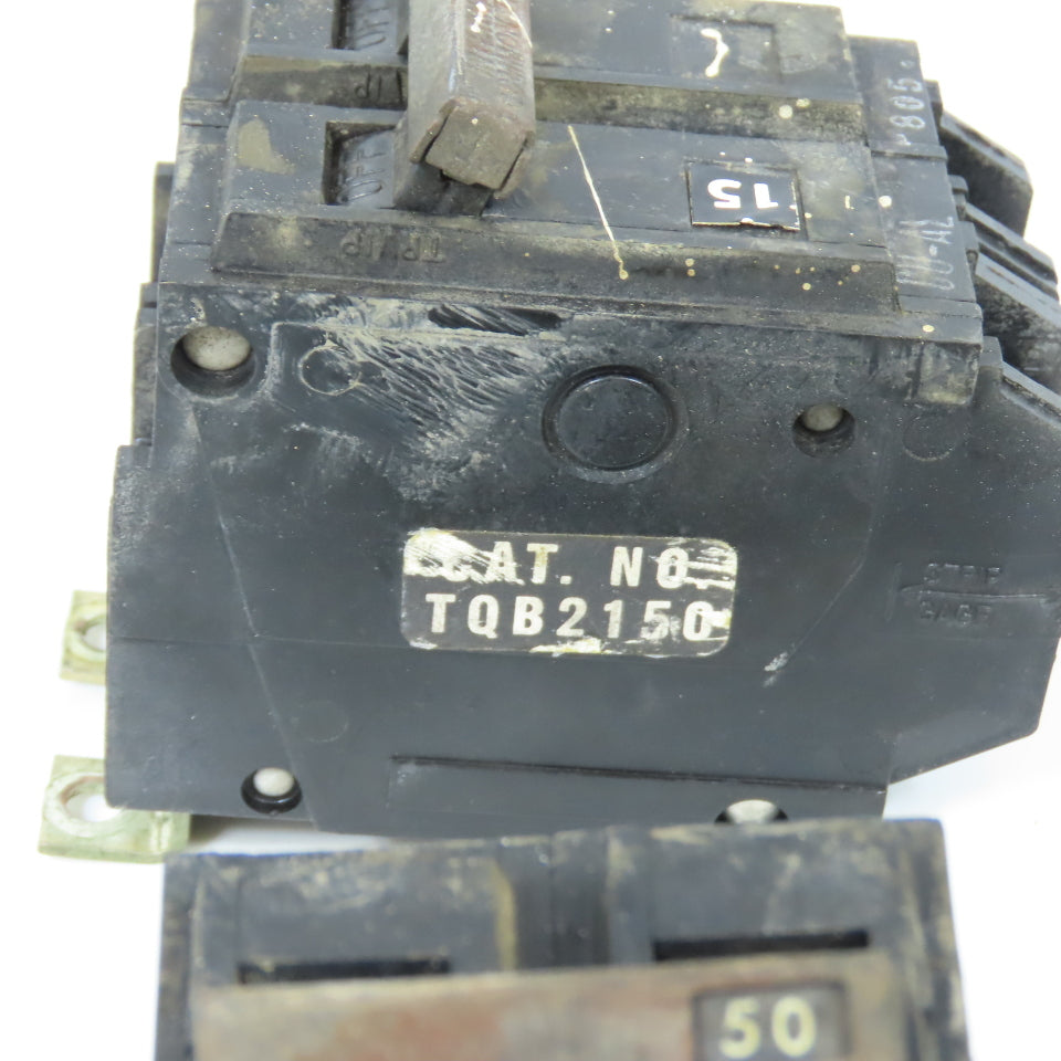 General Electric TQB2150 50A 2-Pole Bolt-On Circuit Breakers Lot Of 7