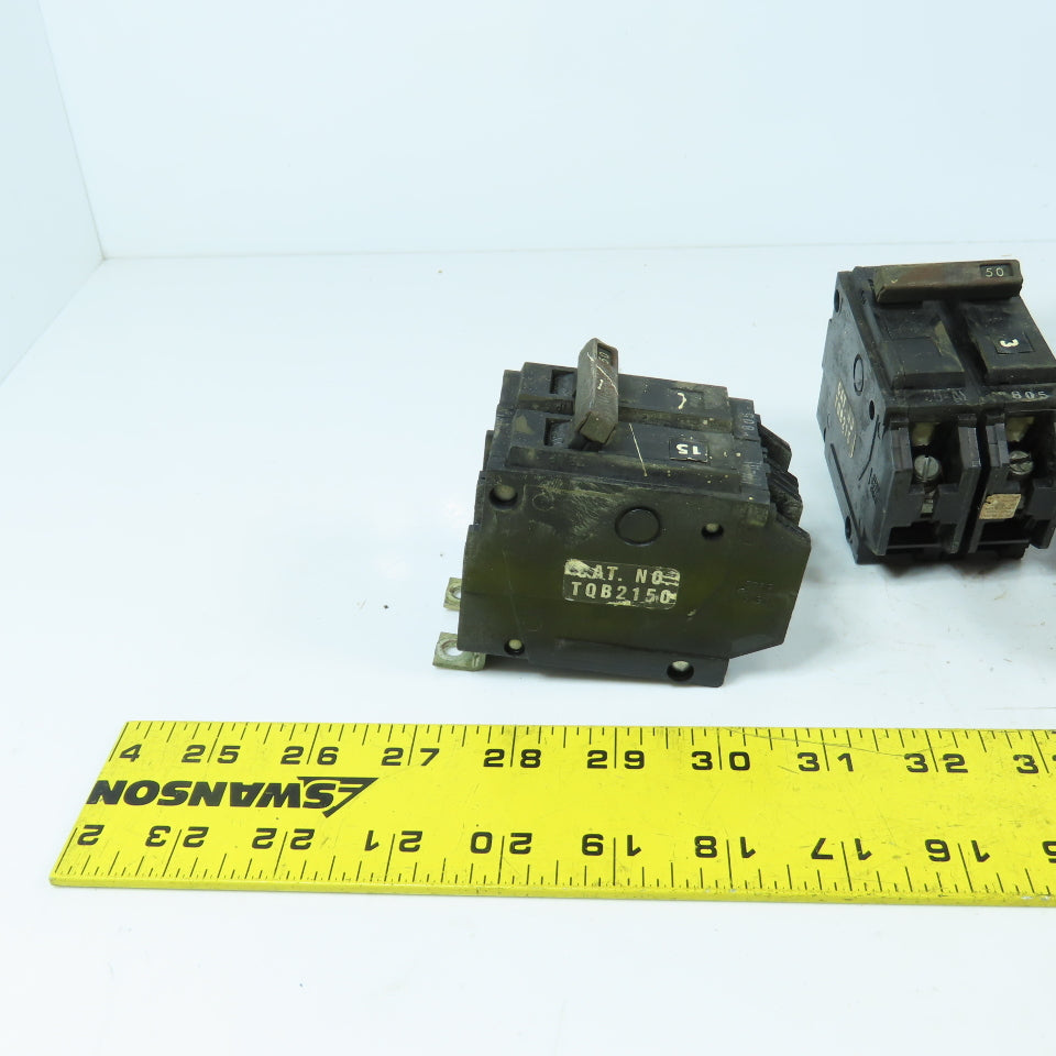 General Electric TQB2150 50A 2-Pole Bolt-On Circuit Breakers Lot Of 7