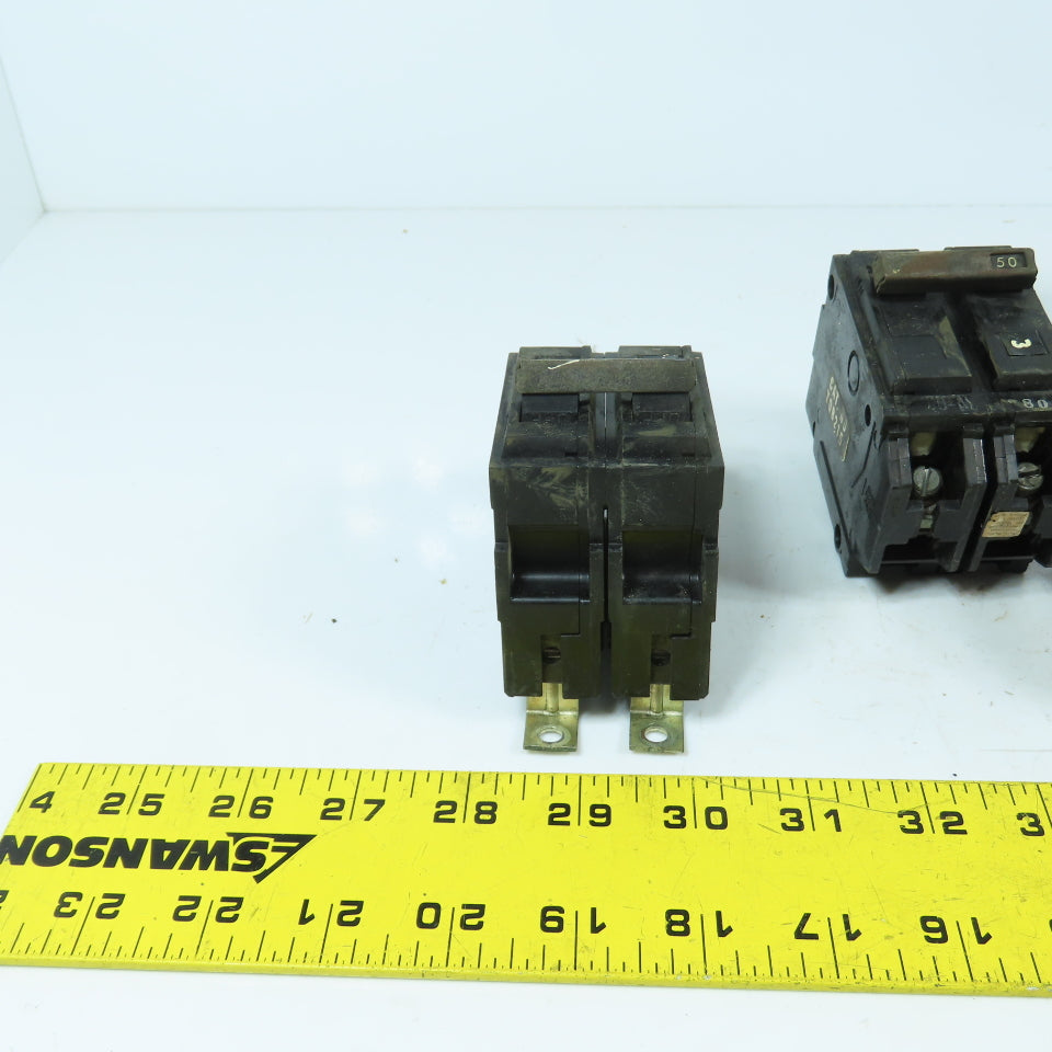 General Electric TQB2150 50A 2-Pole Bolt-On Circuit Breakers Lot Of 7