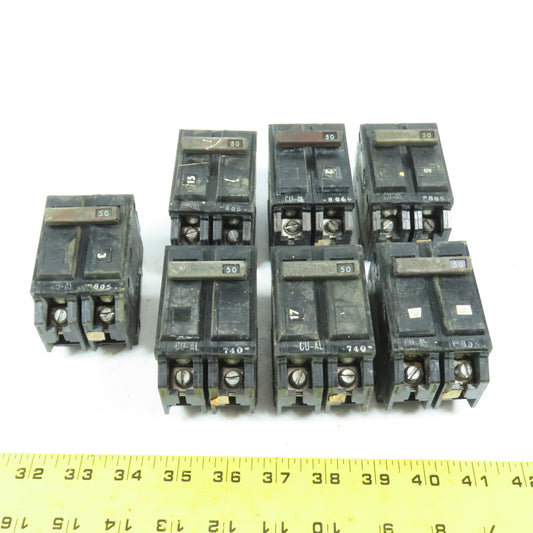 General Electric TQB2150 50A 2-Pole Bolt-On Circuit Breakers Lot Of 7