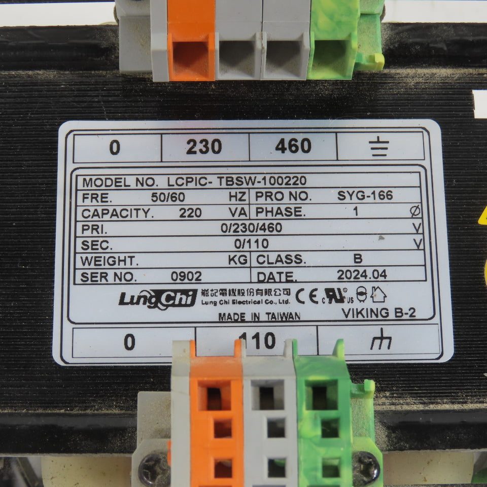 LCE LCPIC-TBSW-100220 220VA Control Transformer Pri 230/460V Sec 110V 1PH