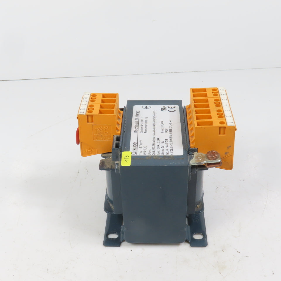 Graupe ST 0, 1V .10kVA Control Transformer Pri 208-230-400-480-550V Sec 115V