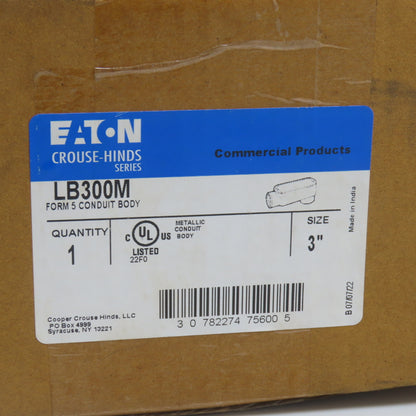 Eaton Crouse-Hinds LB300M Metallic 3" Conduit LB Outlet Body Form 5 W/ Rollers