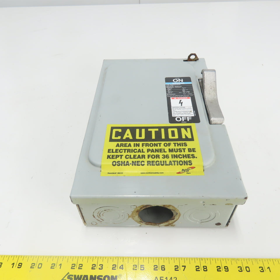 Siemens F351 Ser A 30A 600V 3P Fusible Safety Disconnect Switch 15Hp
